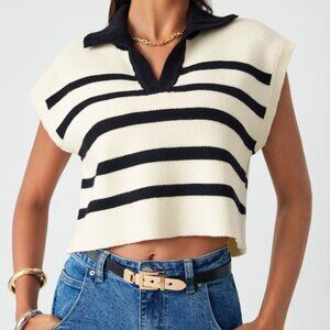 CIDER USA Knit Striped Polo Vest